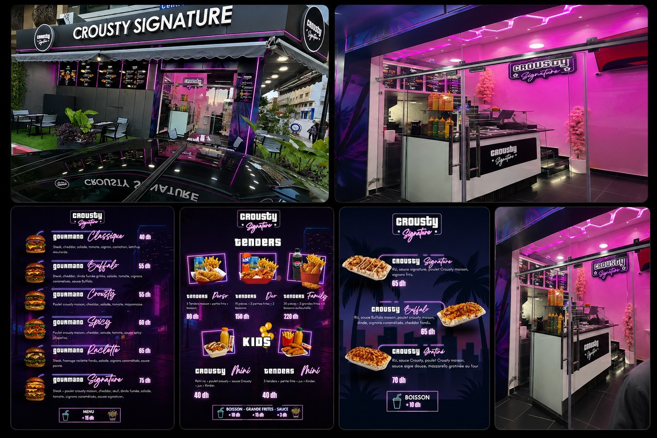 Menus et supports créés pour Crousty Signature